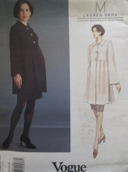 1465 VOGUE L SARA MATERNITY PLEATED TUNIC LS TOP, SKIRT PATTERN 6-10, 18-22